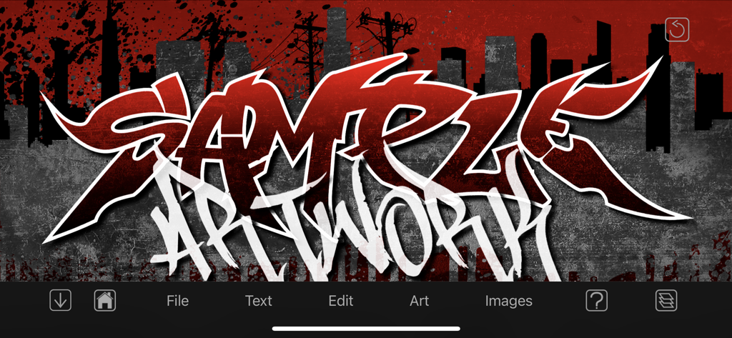 Graffiti Fonts - Graffwriter - A custom graffiti font design with urban background in the Graffwriter app interface