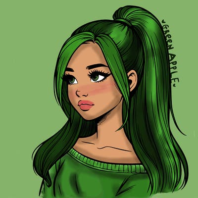 realistic girl with a high ponytail