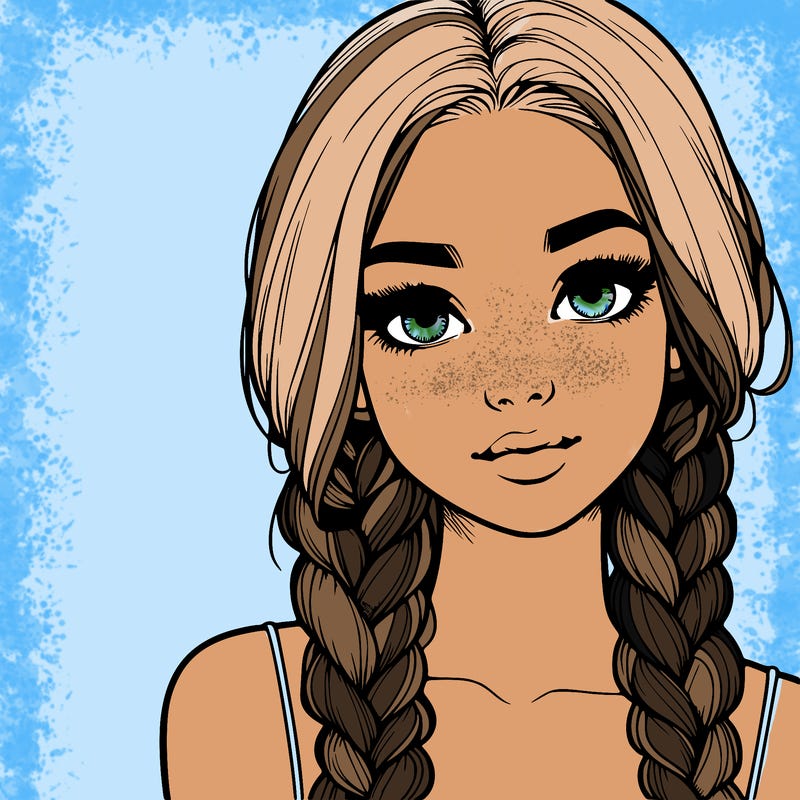realistic girl with braids