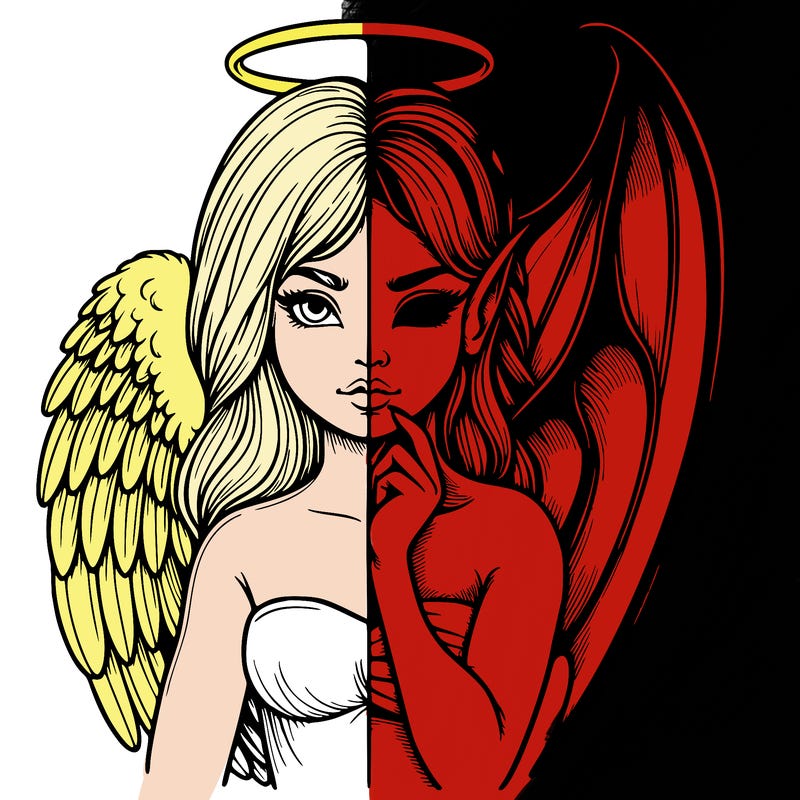 realistic angel half demon