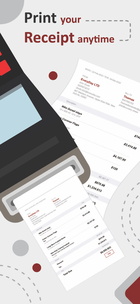Invoice Maker : Easy & Speedy - A digital receipt being printed from the Invoice Maker mobile app with professional templates