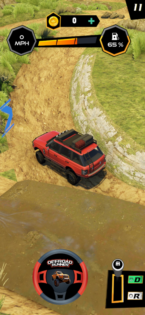 4x4 Runner Off-road Simulator - Un SUV rojo conduciendo por un estrecho camino de tierra en el juego 4x4 Runner Off-road Simulator.