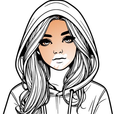 realistic girl with a hoodie