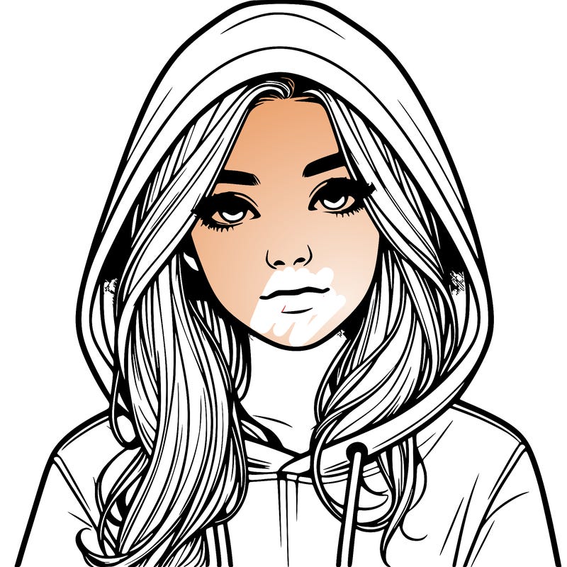 realistic girl with a hoodie