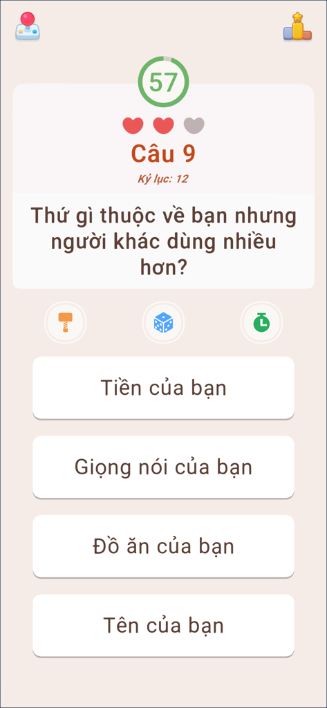 Đố Vui Hại Não - Siêu Trí Tuệ - Vietnamese riddle game screen with multiple choice answers