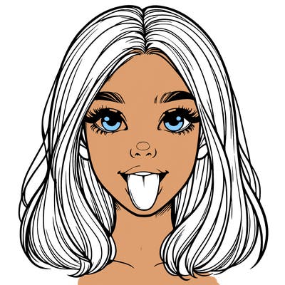 realistic girl with her tongue out