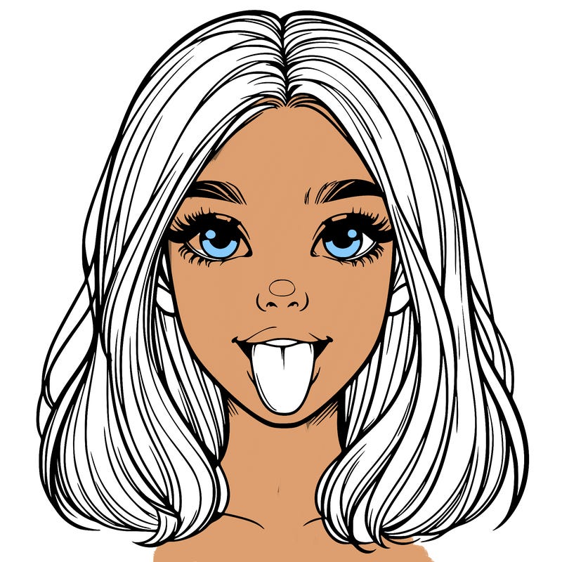 realistic girl with her tongue out