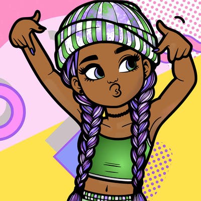 realistic teenage girl with braids and a beanie and crop top doing 🫶🏼