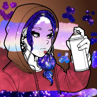 a realistic girl, spray painting