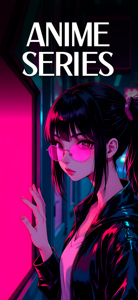 AnimeHub - Watch Anime Shows - Anime character with pink glasses and neon lighting for AnimeHub streaming