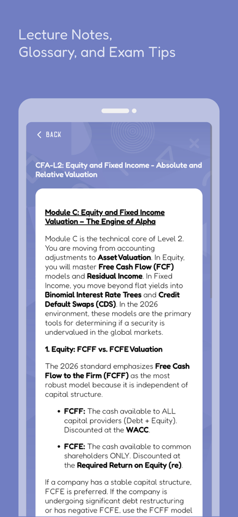 CFA Exam Prep 2026: with AI - CFA Level 2 lecture notes on equity and fixed income valuation module