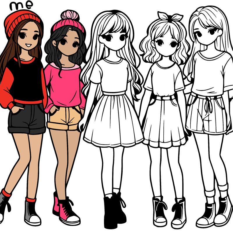 a group of five girls