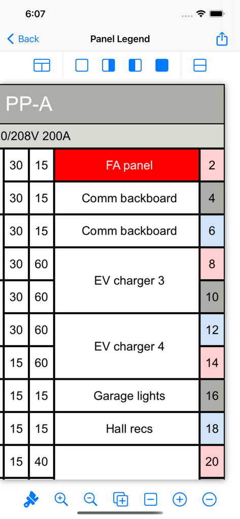 Panel Legend 2 - Directorio de panel de disyuntores digital con etiquetas codificadas por colores para cargadores de vehículos eléctricos y servicios del edificio