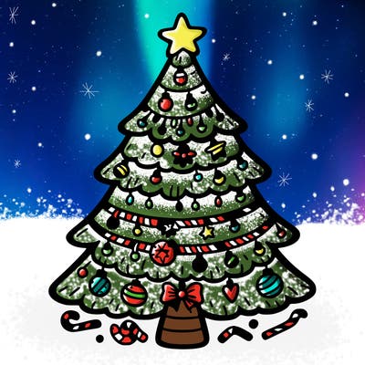 christmas tree with lots of details