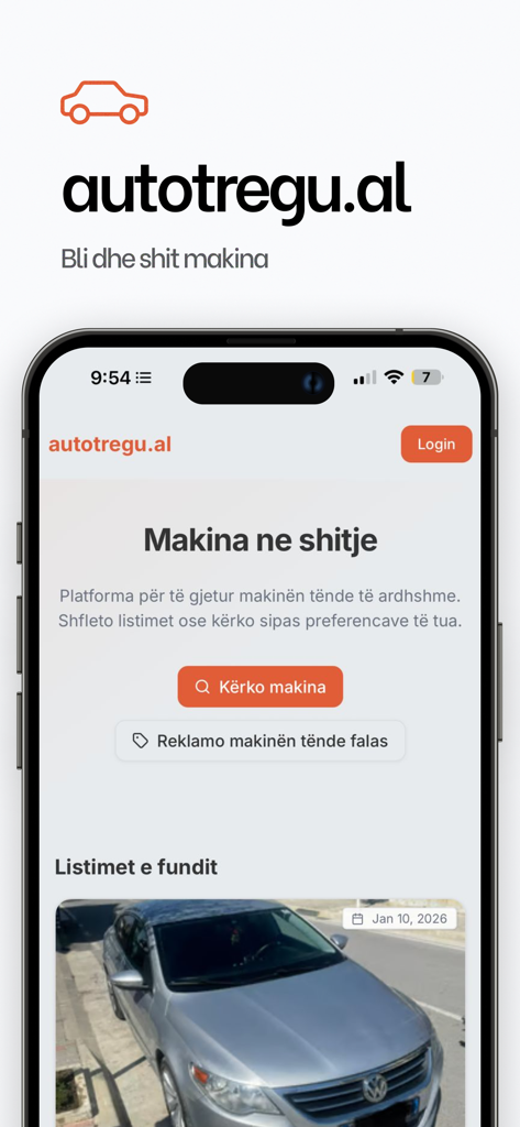 autotregu.al - Mobile app interface for autotregu.al car marketplace in Albania
