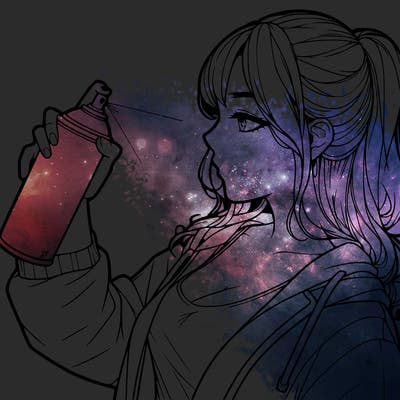 a realistic girl spray, painting