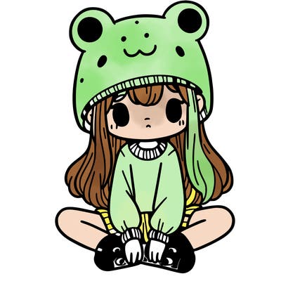 a girl wearing a frog hat and some frog socks