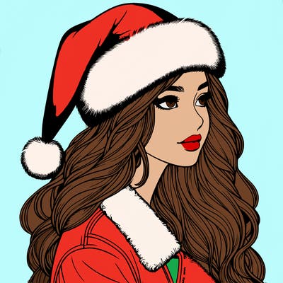 realistic girl in santa hat