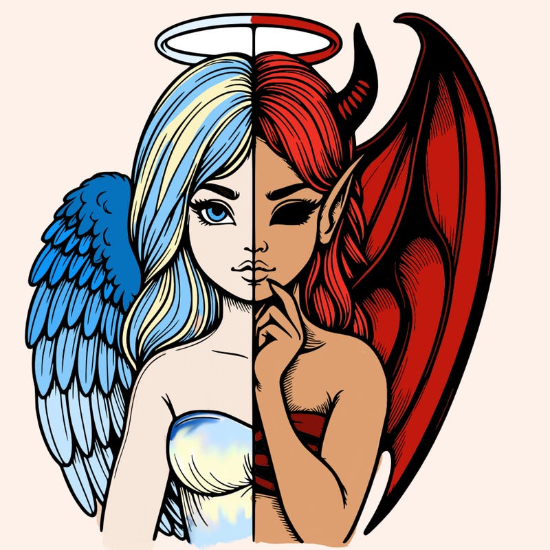 realistic angel half demon