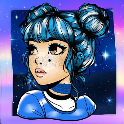 realistic girl with spacebuns