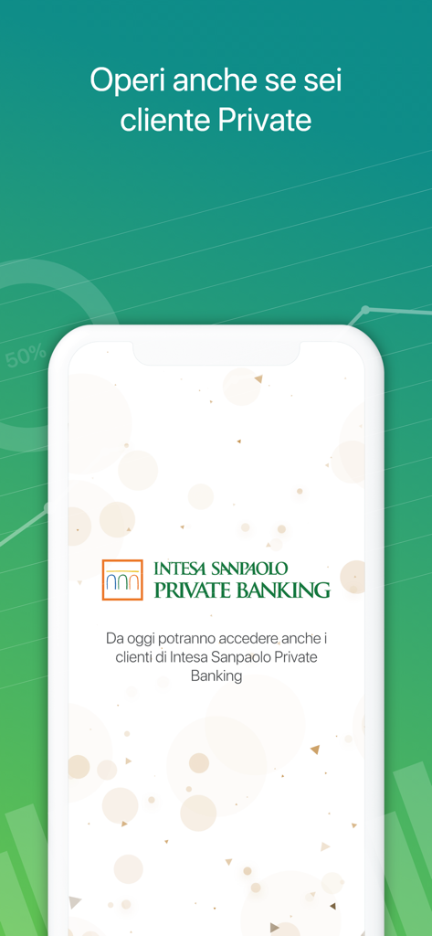 Intesa Sanpaolo Investo - Schermata dell'app Intesa Sanpaolo Investo che mostra l'accessibilità per i clienti del Private Banking