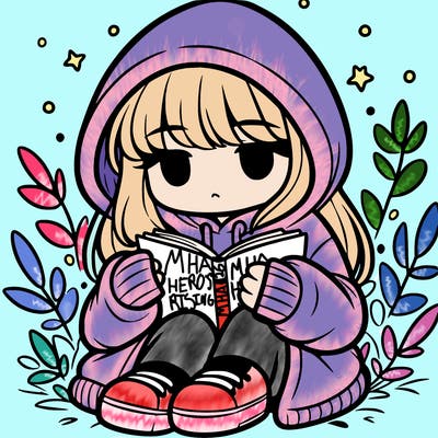 girl in oversized hoodie reading a book