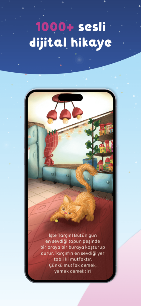 OKUDIO - OKUDIO app displaying a digital children story with cat illustration
