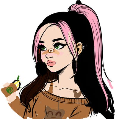 realistic girl with a high ponytail