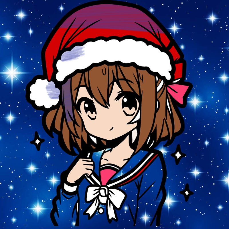 anime girl wearing a santa hat