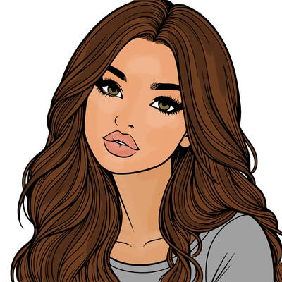 realistic girl with hair on her hair and lips