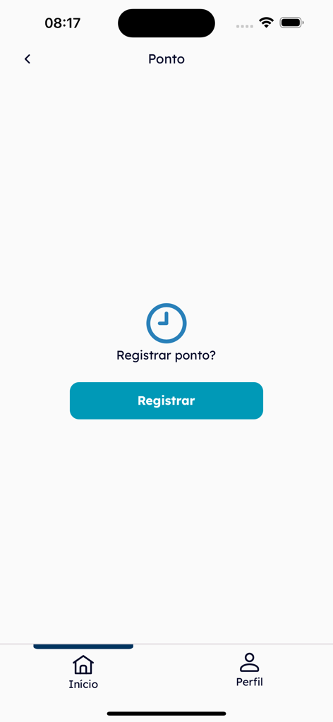 MySpace - A mobile interface for the MySpace app showing the employee time tracking and clock in screen