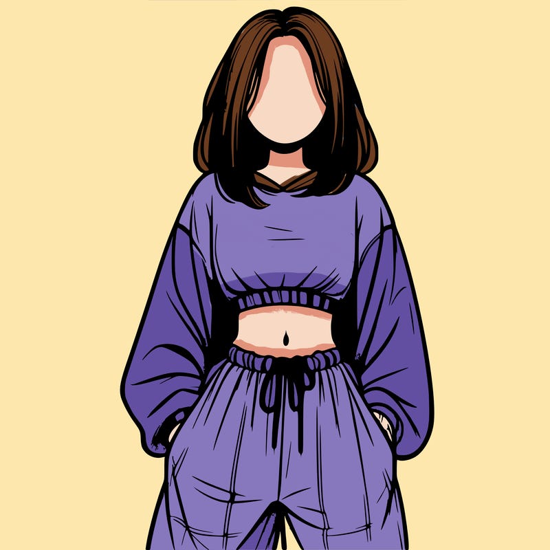 realistic girl faceless with baggy pants and a crop top