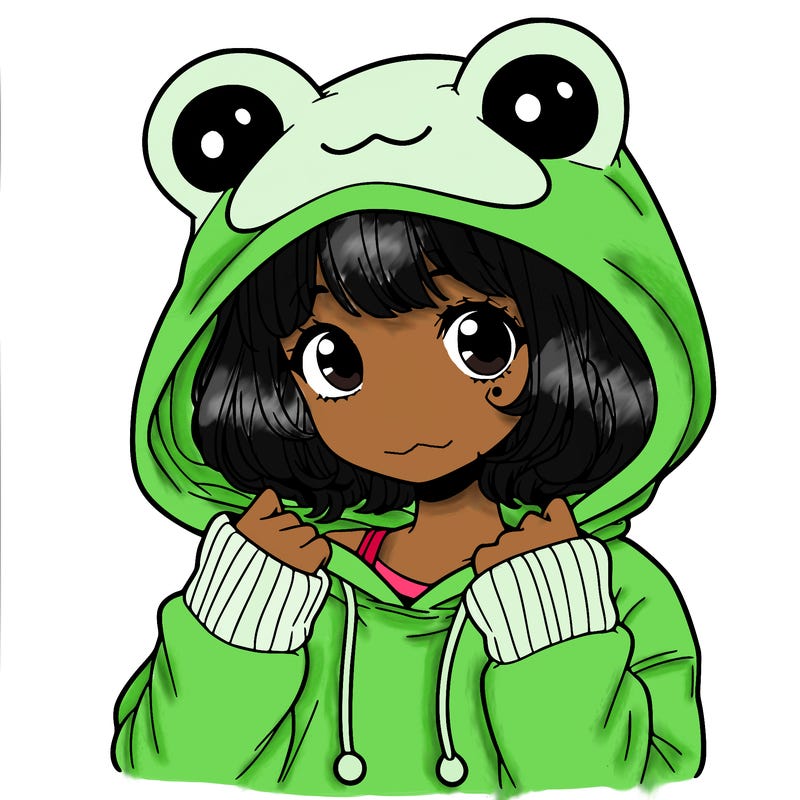 a cute teenage girl wearing a frog hoodie