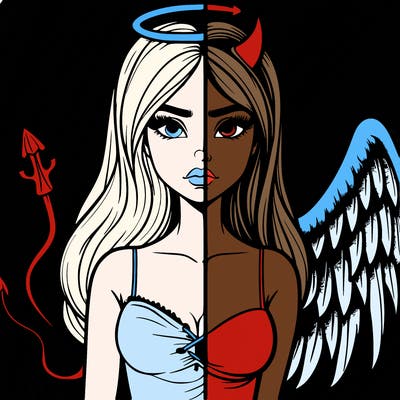 devil vs angel realistic girl