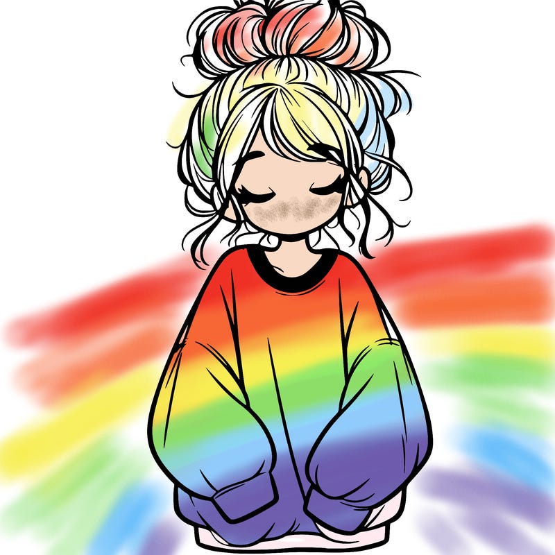 girl with baggy sweatshirt and messy bun