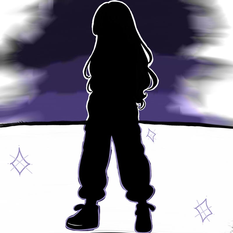 girl in baggy pants crop top and long hair