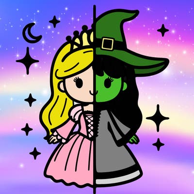 split princess and witch