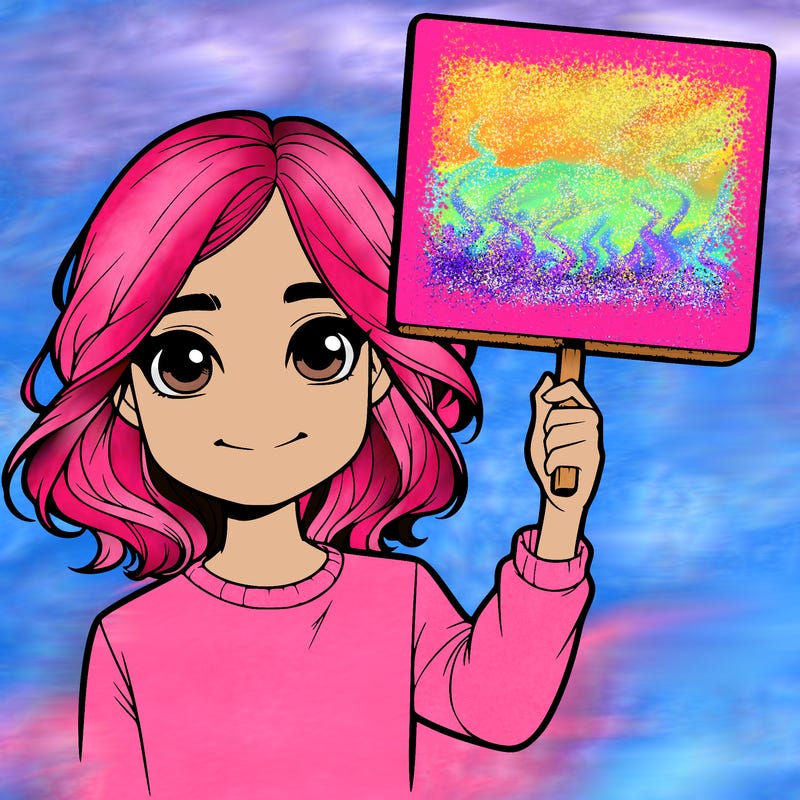 realistic girl holding up a sign