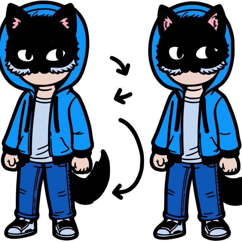 a person whereing a wolf mask and tail