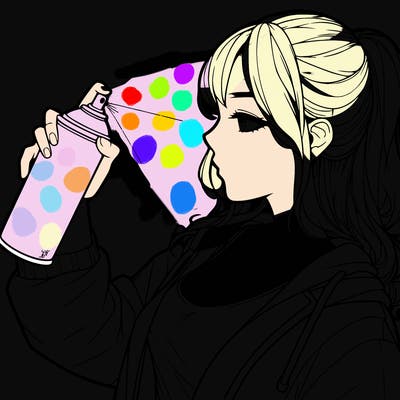 a realistic girl spray, painting