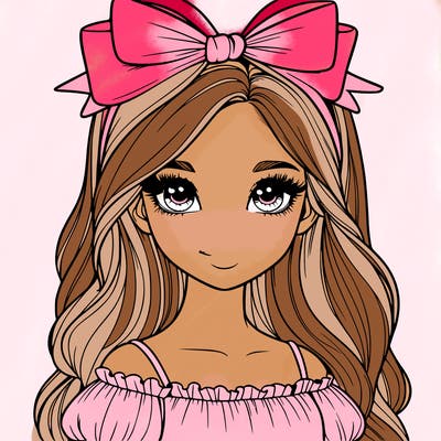realistic girl with bow on top