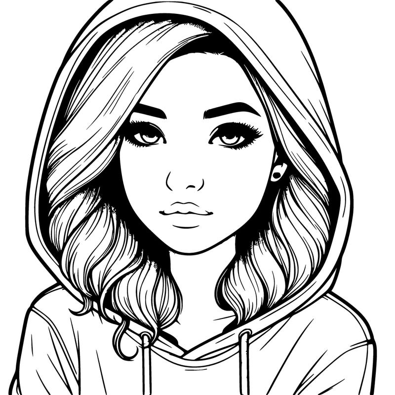 realistic girl with hoodie
