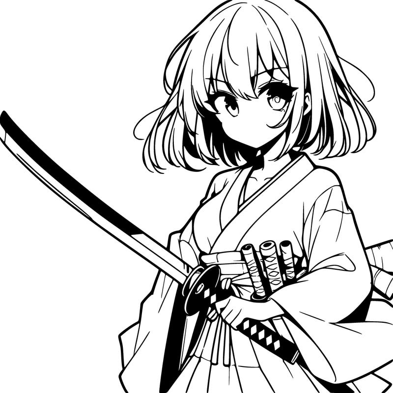 manga character girl with a katana