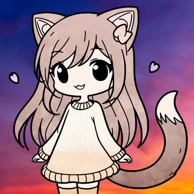 girl with cat ears and tail