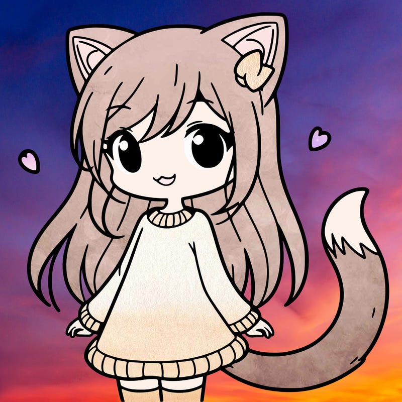 girl with cat ears and tail