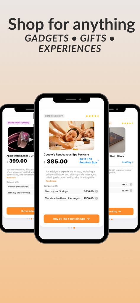 Lynxi: AI Shopping Assistant - Lynxi AI Shopping Assistant interface displaying price comparisons for gifts and electronics