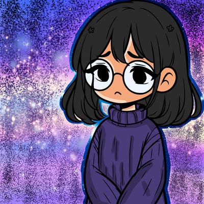 sad girl with glasses in a sweater