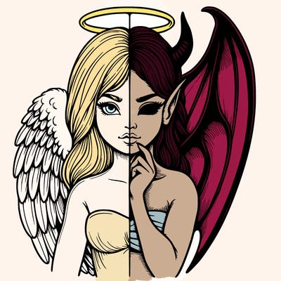 realistic angel half demon