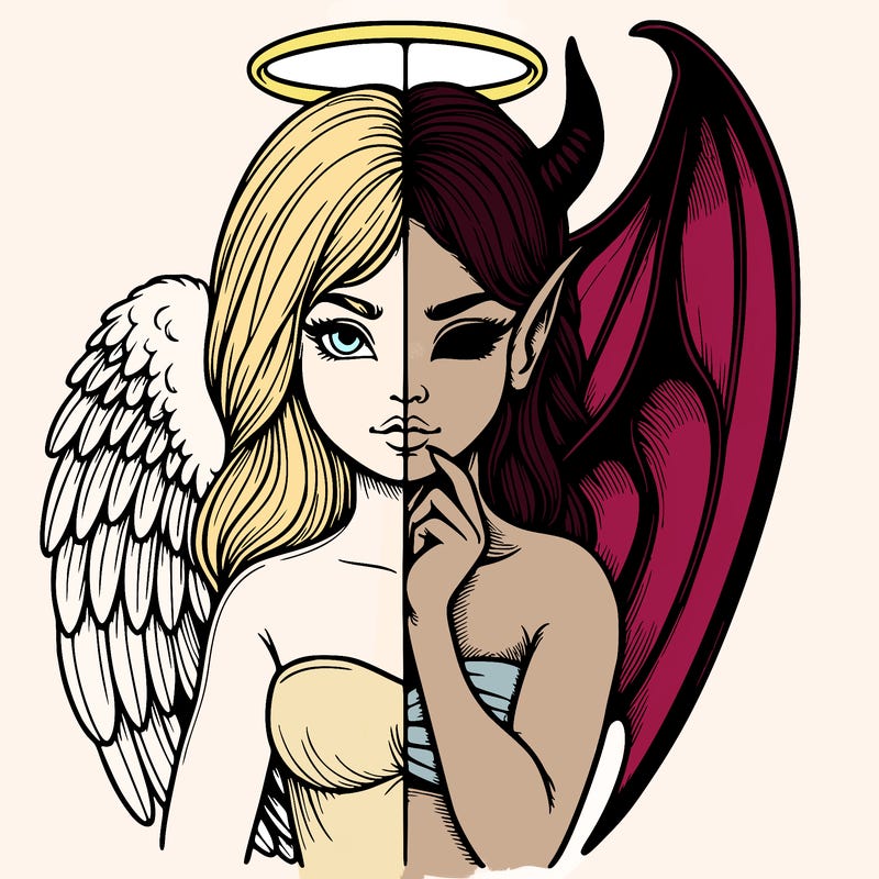 realistic angel half demon