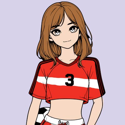realistic girl wearing soccer jersey
